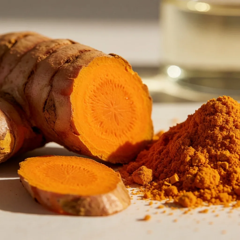 Turmeric root and powder on archival paper