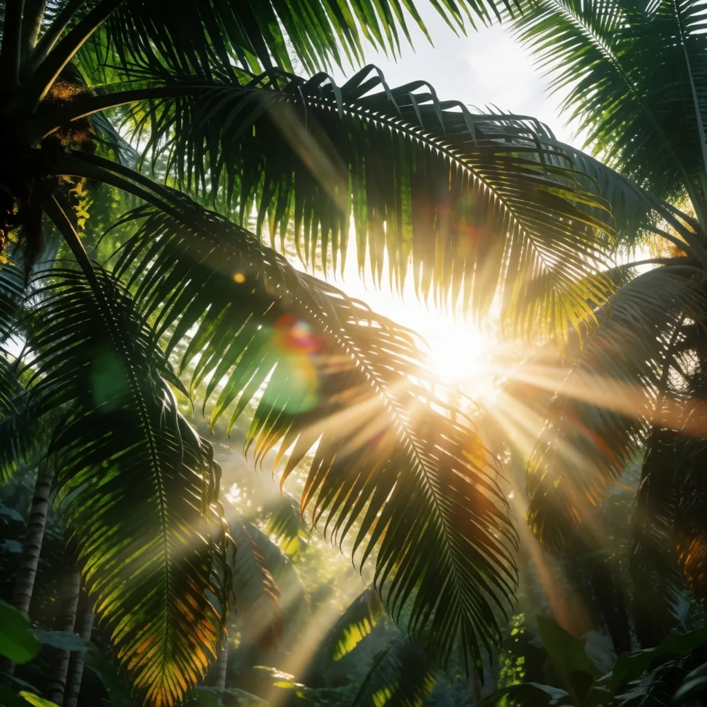 Sunlight through tropical canopy representing vitamin D